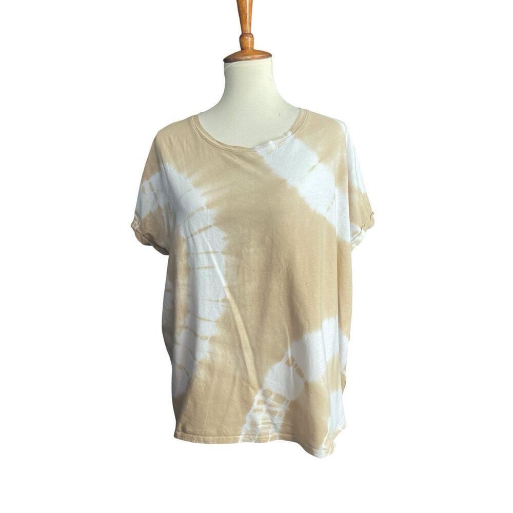 Time and Tru Tie Dye Beige Cuffed Sleeves Boxy Top size XL/XG (16-18)
